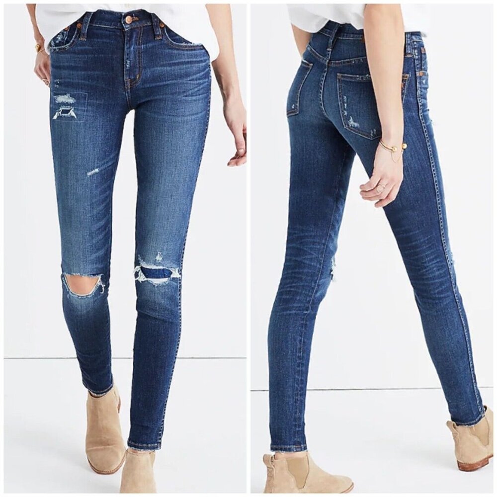 Madewell 9" High-Rise Skinny Jeans: Ripped and Patched Edition 31x27
